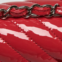 Pre-Loved Chanel™ Red Patent Leather Mini Chevron Flap Handbag