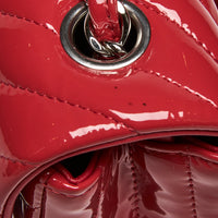 Pre-Loved Chanel™ Red Patent Leather Mini Chevron Flap Handbag