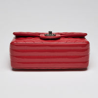 Pre-Loved Chanel™ Red Patent Leather Mini Chevron Flap Handbag