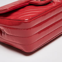 Pre-Loved Chanel™ Red Patent Leather Mini Chevron Flap Handbag