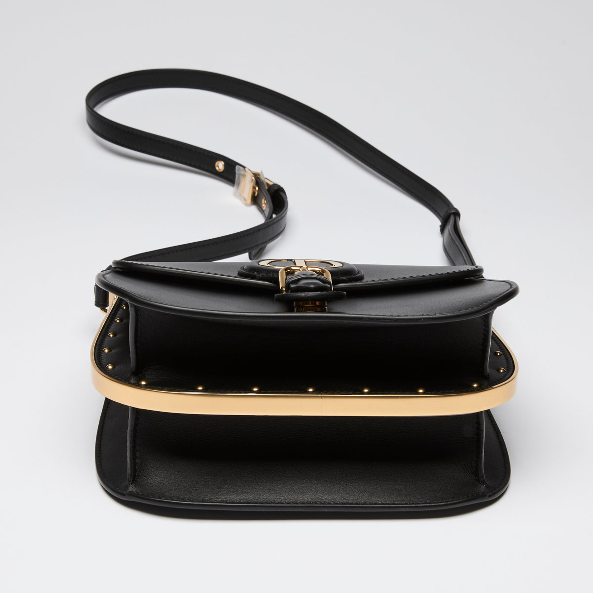 Dior Black Smooth Leather Bobby Crossbody Bag with Buckle Detail