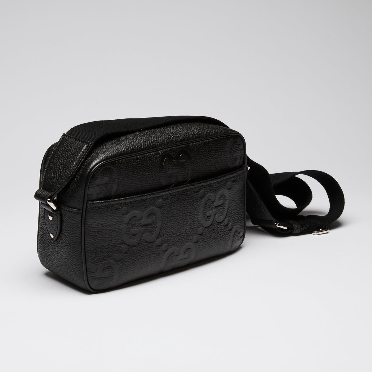 Gucci Black Embossed Grained Leather Crossbody Bag