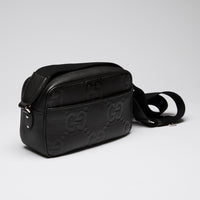 Gucci Black Embossed Grained Leather Crossbody Bag