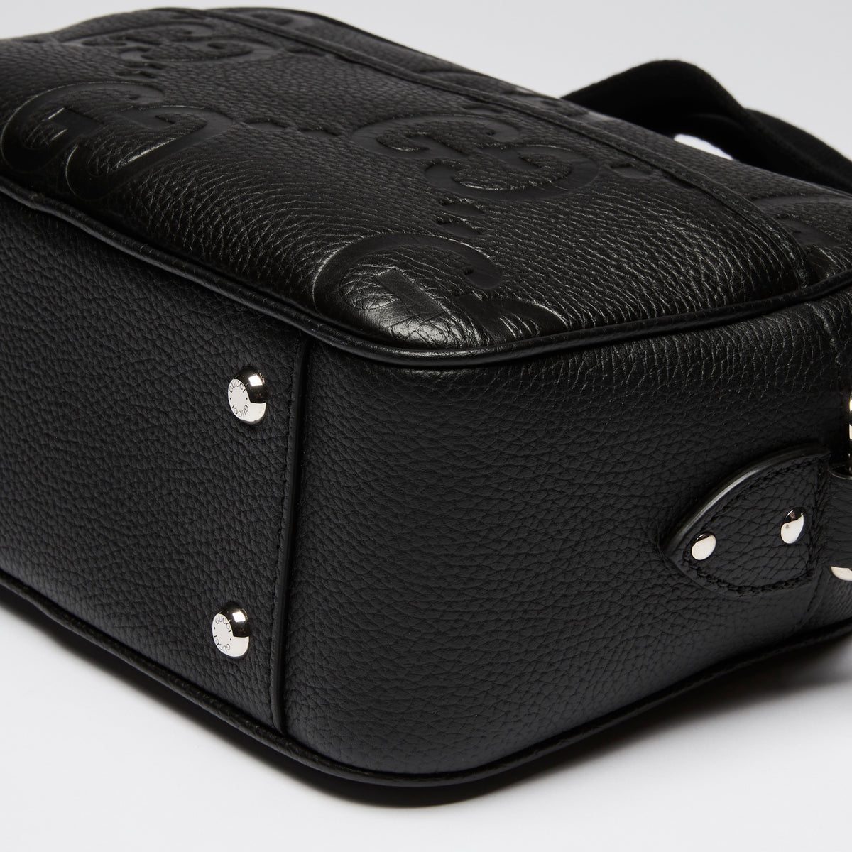 Gucci Black Embossed Grained Leather Crossbody Bag