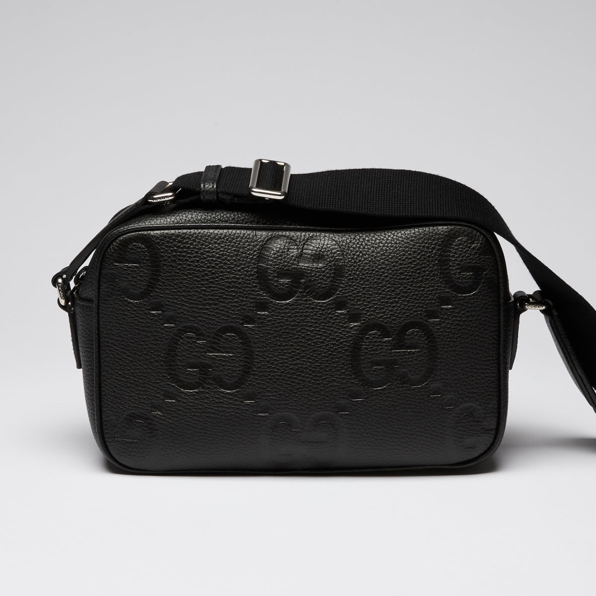 Gucci Black Embossed Grained Leather Crossbody Bag