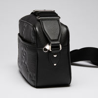 Gucci Black Embossed Grained Leather Crossbody Bag