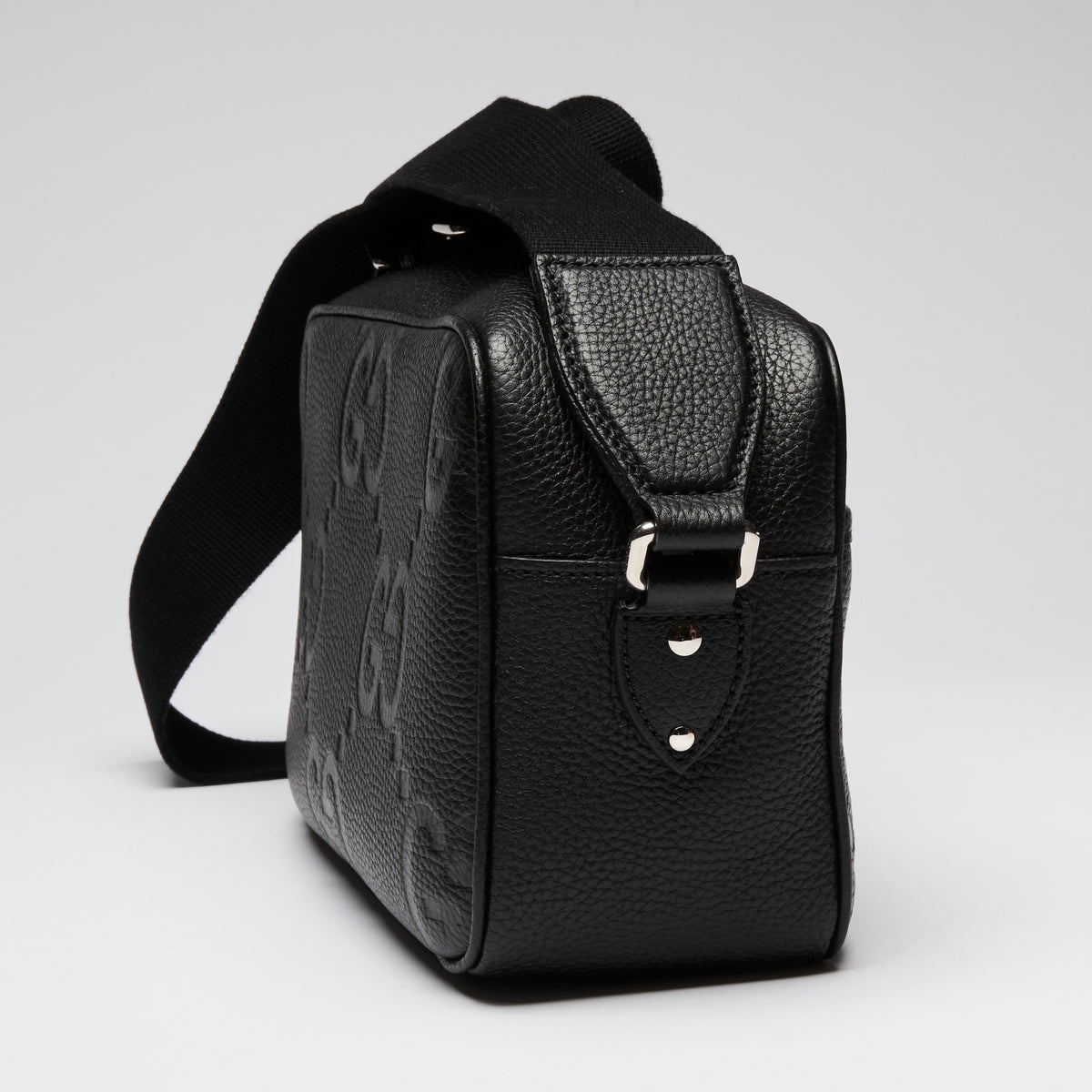 Gucci Black Embossed Grained Leather Crossbody Bag