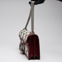 Gucci Black and White Tweed with Red Grained Leather Medium Dionysus Chain Shoulder Bag