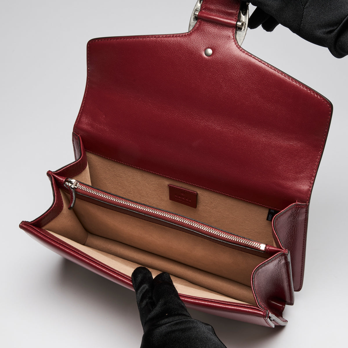 Gucci Black and White Tweed with Red Grained Leather Medium Dionysus Chain Shoulder Bag