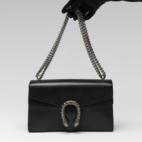 Gucci Black Grained Leather Medium Dionysus Shoulder Bag