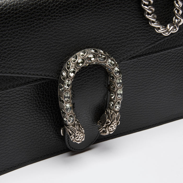 Gucci Black Grained Leather Medium Dionysus Shoulder Bag