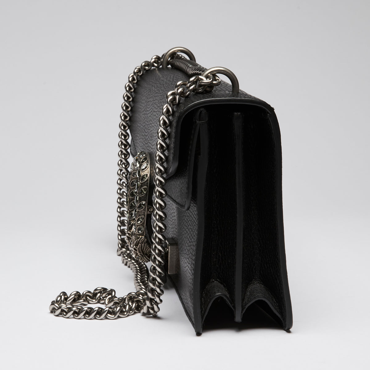 Gucci Black Grained Leather Medium Dionysus Shoulder Bag