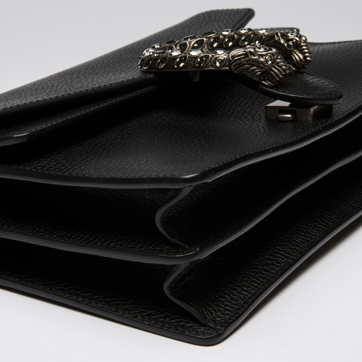 Gucci Black Grained Leather Medium Dionysus Shoulder Bag