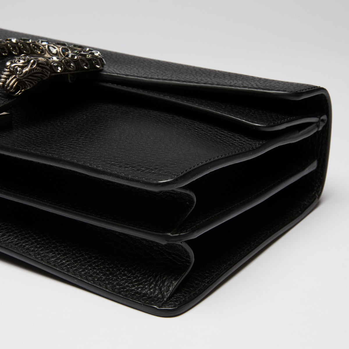 Gucci Black Grained Leather Medium Dionysus Shoulder Bag