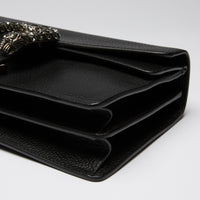 Gucci Black Grained Leather Medium Dionysus Shoulder Bag