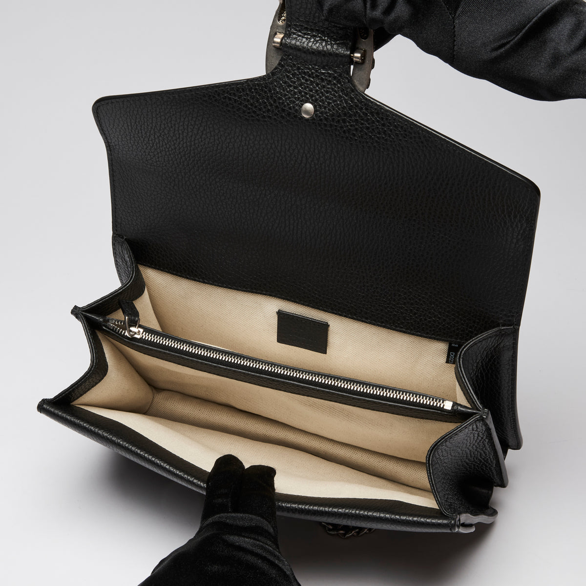 Gucci Black Grained Leather Medium Dionysus Shoulder Bag