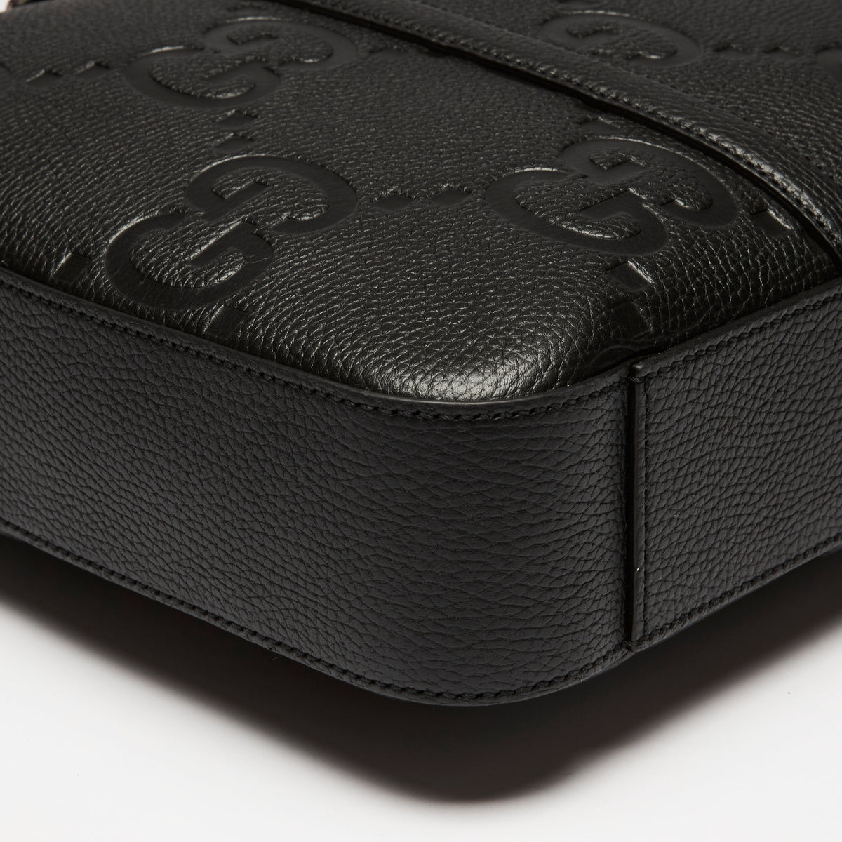 Gucci Black GG Jumbo Embossed Leather Top Handle Medium Briefcase