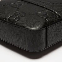 Gucci Black GG Jumbo Embossed Leather Top Handle Medium Briefcase