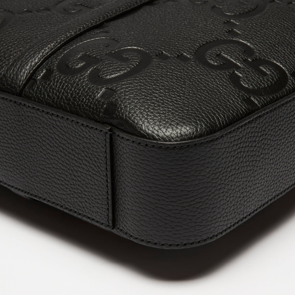 Gucci Black GG Jumbo Embossed Leather Top Handle Medium Briefcase