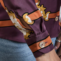 Gucci Purple Multicolor Silk Harness Print Button Up