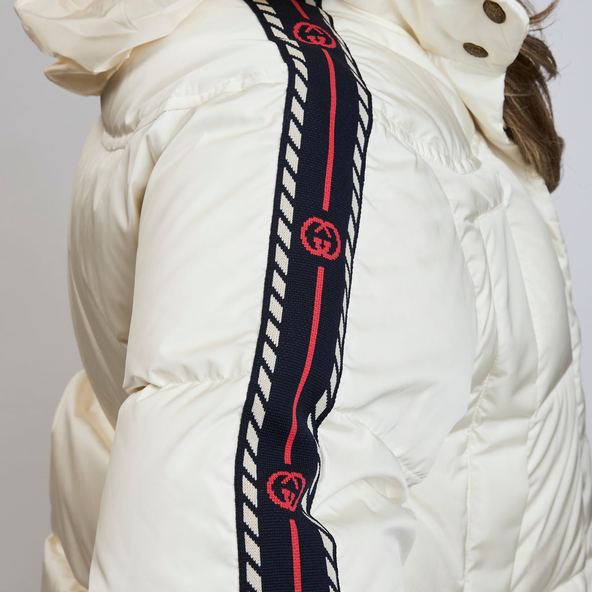 Gucci White Puffer Interlocking GG Jacket Size 38