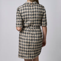 Gucci Beige and Black Tweed Short Sleeve Dress Size 42