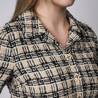 Gucci Beige and Black Tweed Short Sleeve Dress Size 42