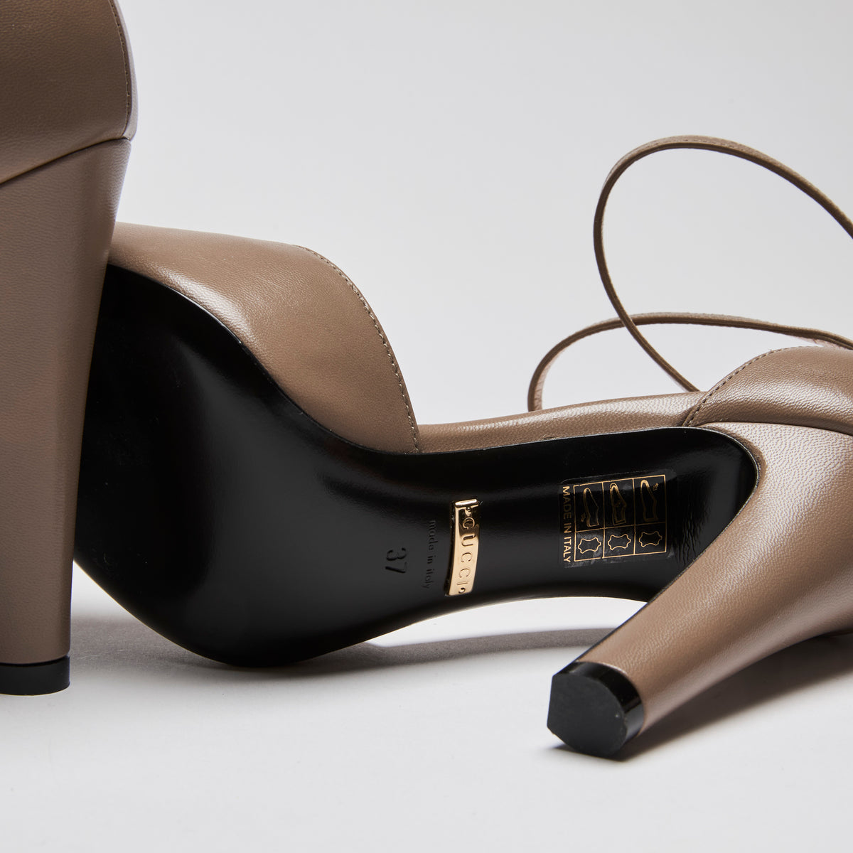 Gucci Brown Cutout Ankle Strap Pointed Toe Pumps Size 37