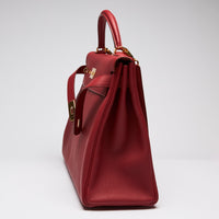 Hermes Rouge Garance Togo Leather Kelly 40