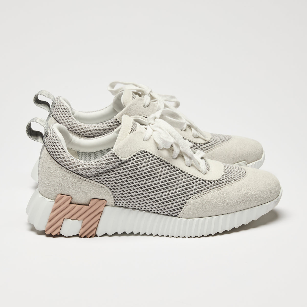 Hermes White Bouncing Sneakers Size 39.5