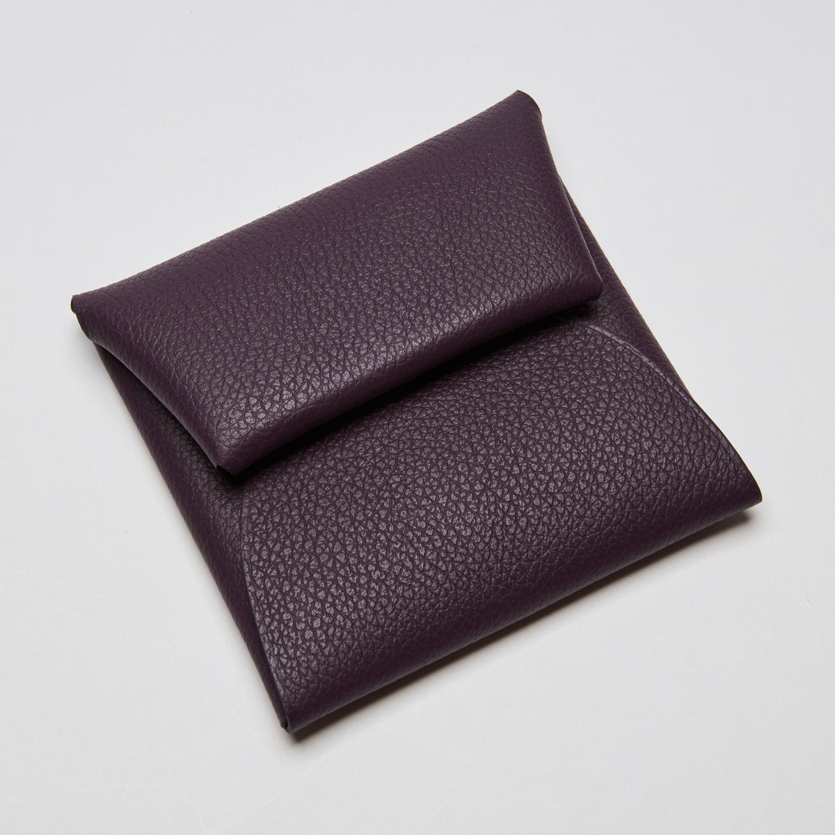 Hermes Chevre Calvi Purple Leather Coin Purse  (Front)