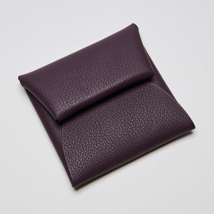 Hermes Chevre Calvi Purple Leather Coin Purse  (Front)