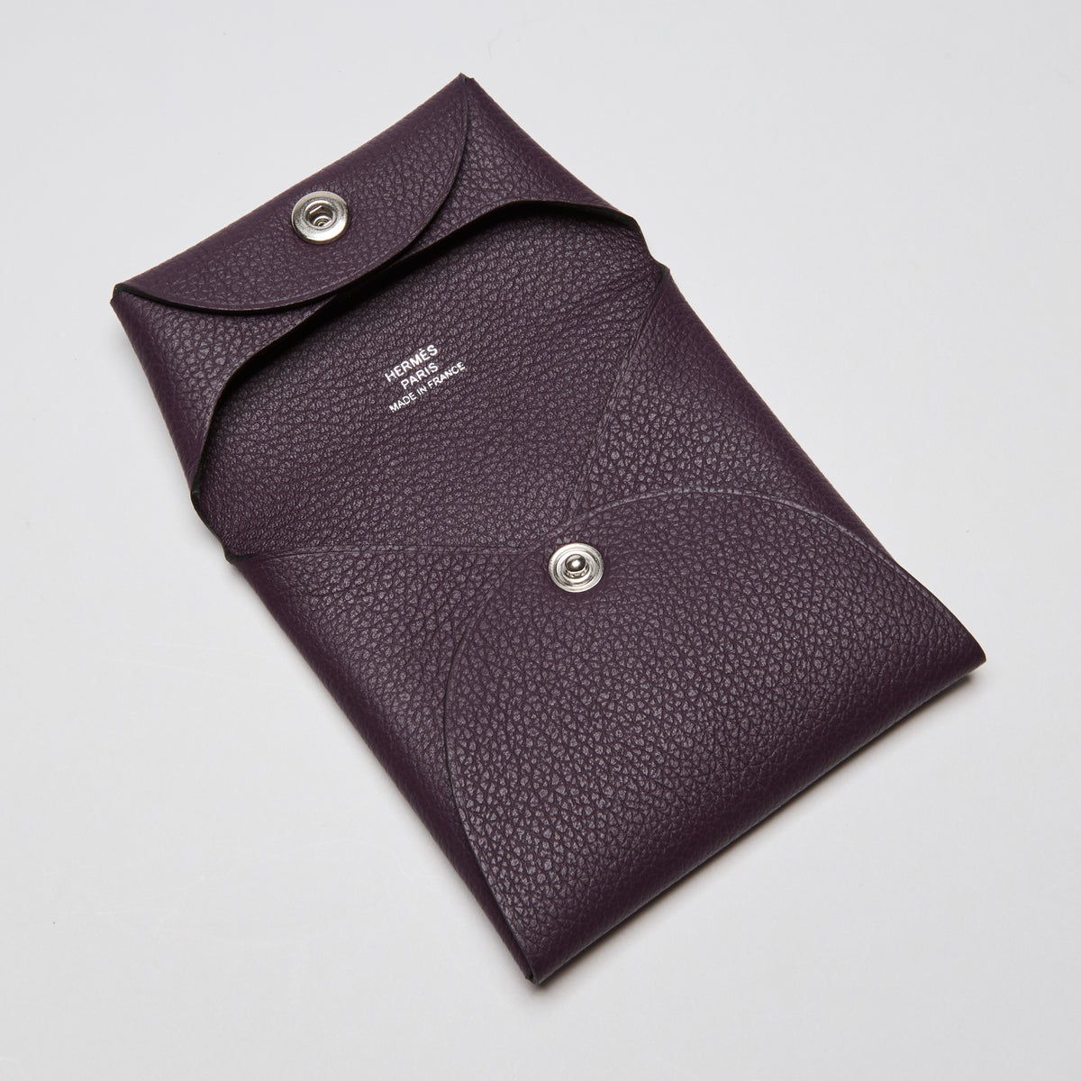 Hermes Chevre Calvi Purple Leather Coin Purse (Front)