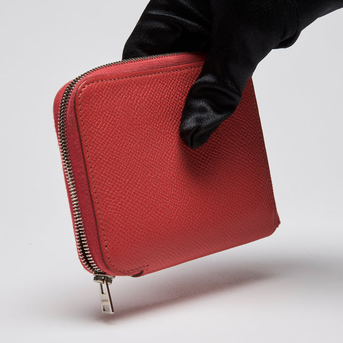 Pre-Loved Hermes Coral Zip Around Coing and Card Pouch (Side)