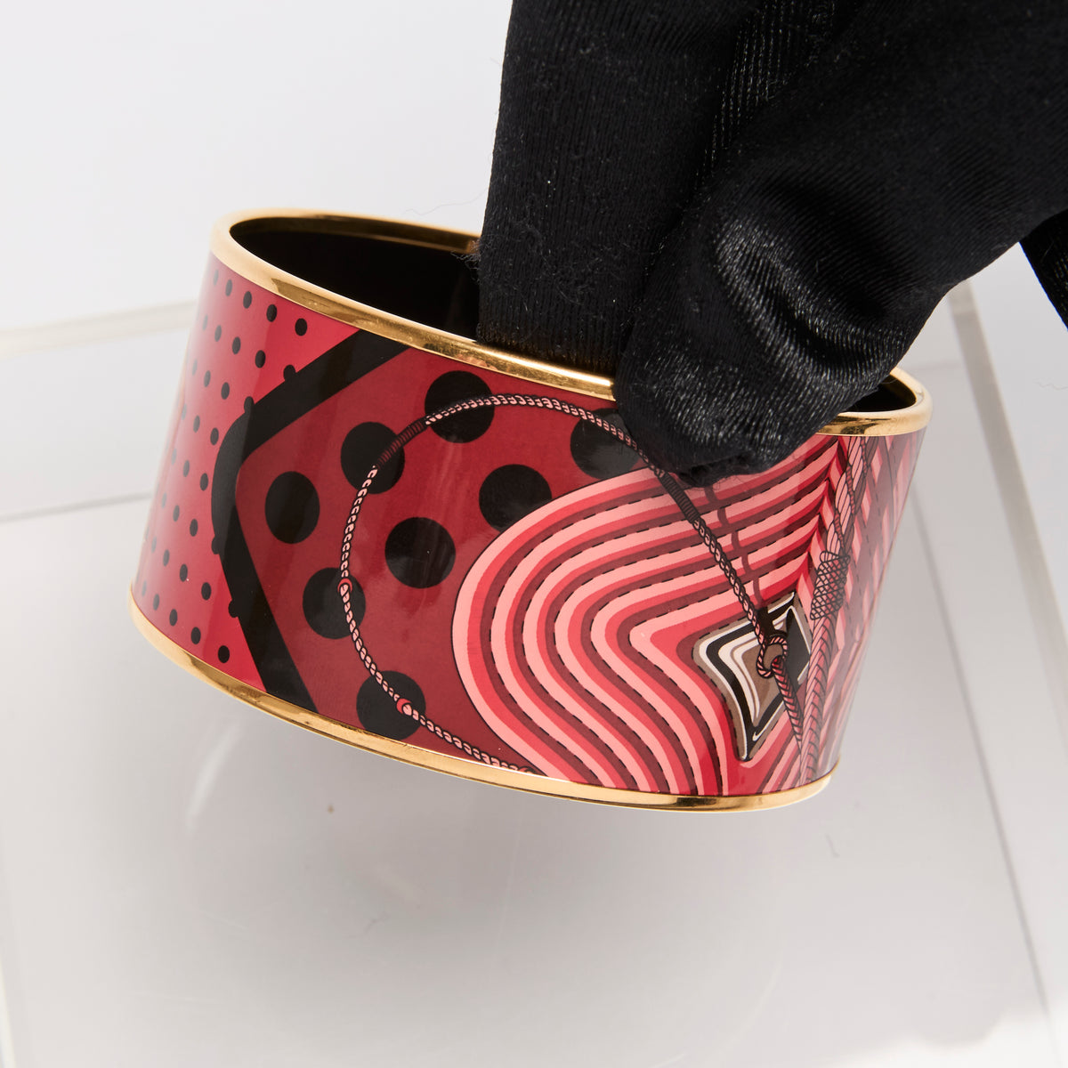 Hermes Extra Wide Enamel Bangle Bracelet GM Size