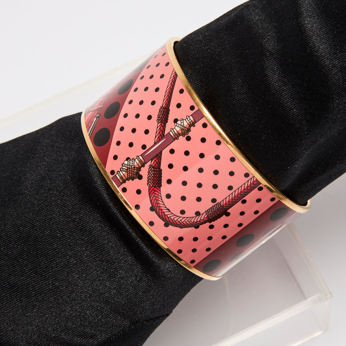 Hermes Extra Wide Enamel Bangle Bracelet GM Size