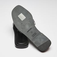 Excellent Pre-Loved Black Leather Sandals with Silver Embroidered Upper.(bottom)