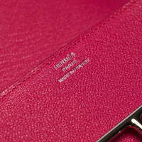 Excellent Pre-Loved Magenta Pink Grained Leather Flap Compact Wallet.(stamp)