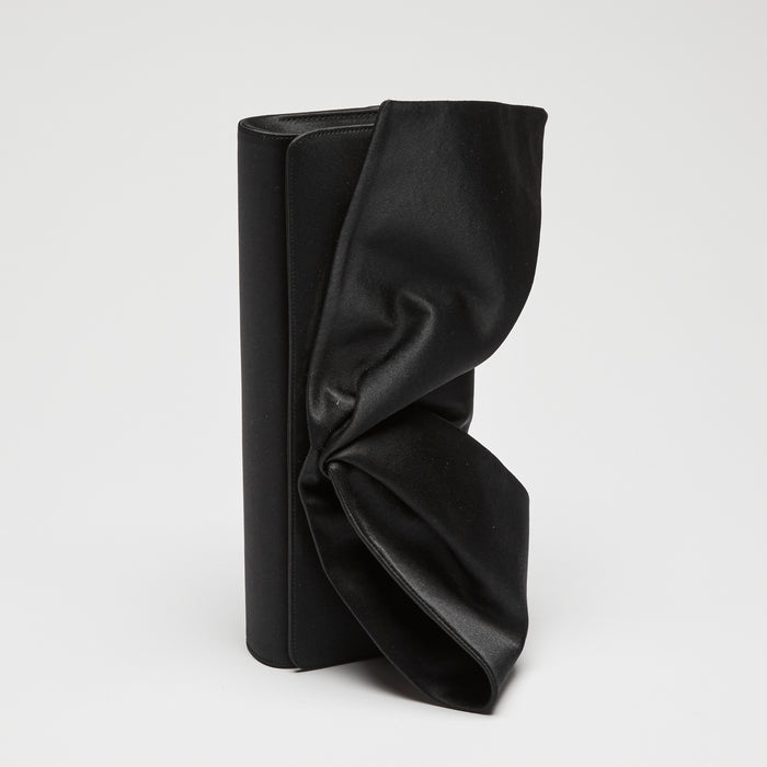 Christian Louboutin Black Satin Bow Clutch