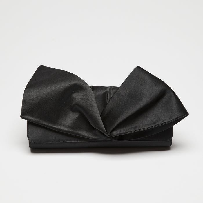 Christian Louboutin Black Satin Bow Clutch