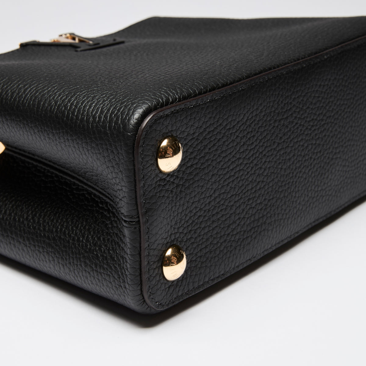 Louis Vuitton Black Grained Leather Capucines BB Handbag