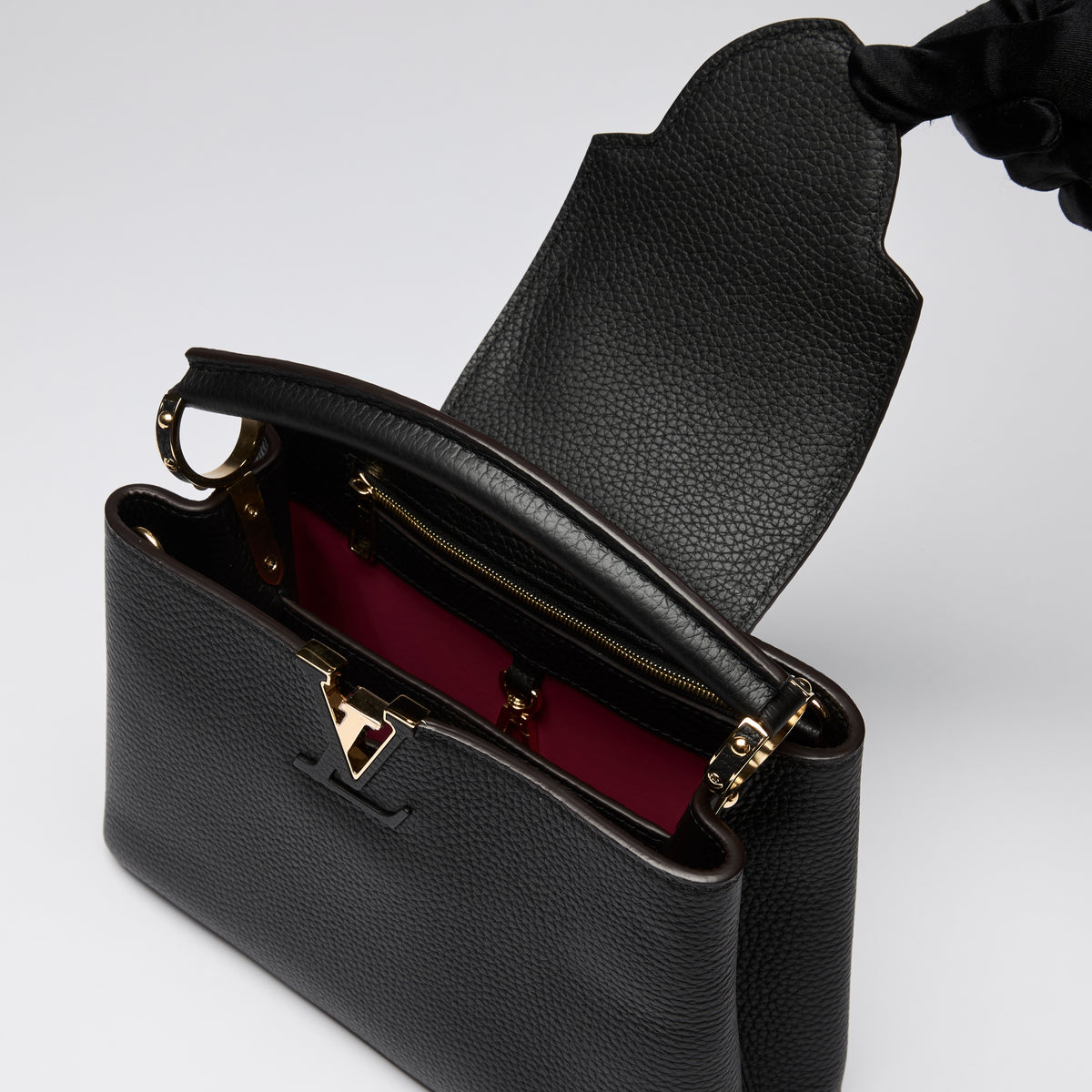 Louis Vuitton Black Grained Leather Capucines BB Handbag