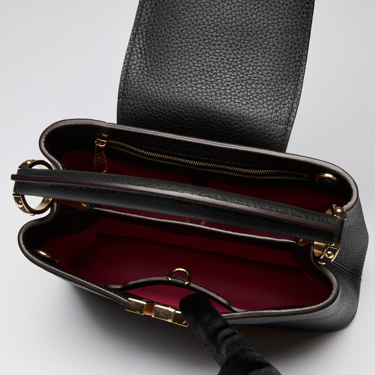 Louis Vuitton Black Grained Leather Capucines BB Handbag