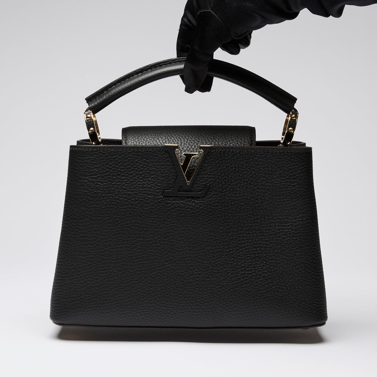 Louis Vuitton Black Grained Leather Capucines BB Handbag