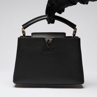 Louis Vuitton Black Grained Leather Capucines BB Handbag