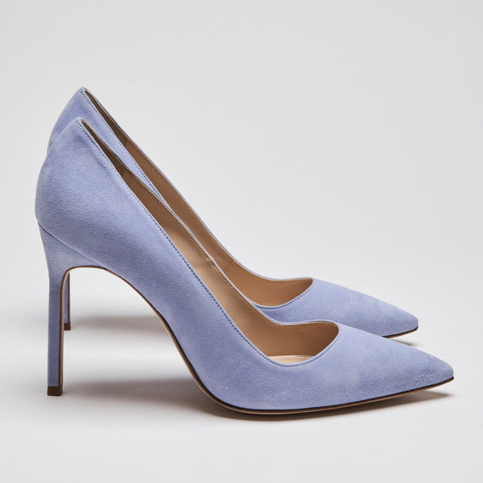 Manolo Blahnik BB Violet Suede Pointed Toe Pumps Size 38