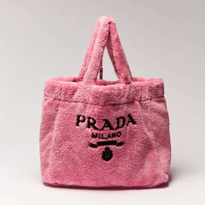 Prada Pink Spugna Terry Cloth Tote Bag