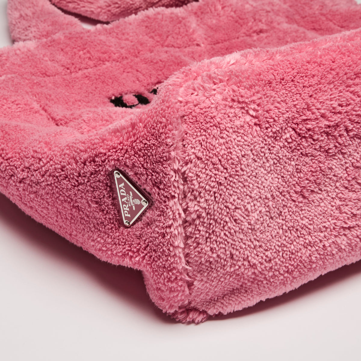 Prada Pink Spugna Terry Cloth Tote Bag