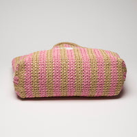 Prada Pink and Beige Raffia Tote