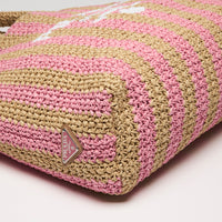 Prada Pink and Beige Raffia Tote